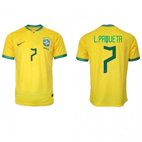 Brasilien Lucas Paqueta #7 Hjemmebanetrøje VM 2022 Kort ærmer